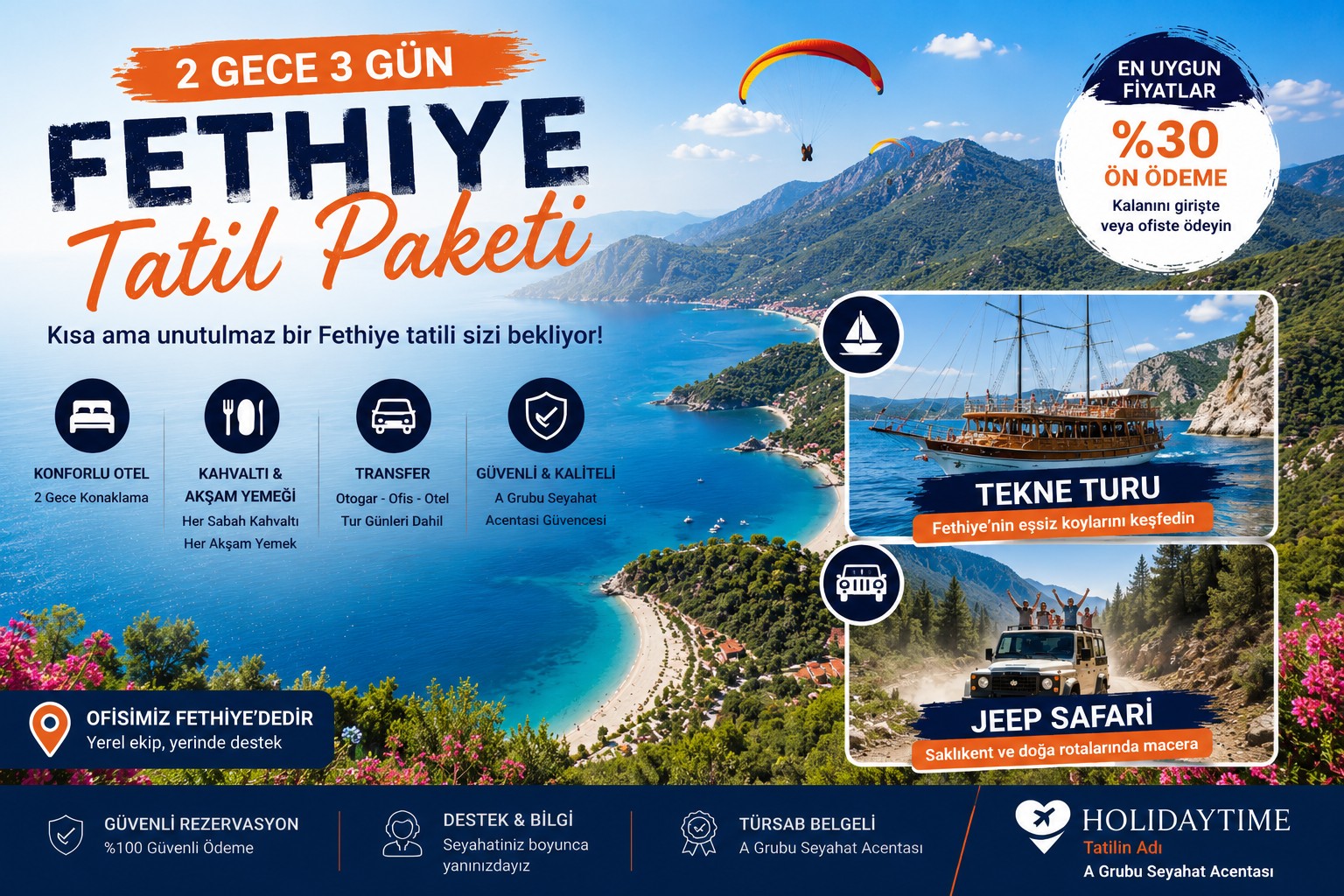 2 Gece 3 Gün Fethiye Tatil Paketi