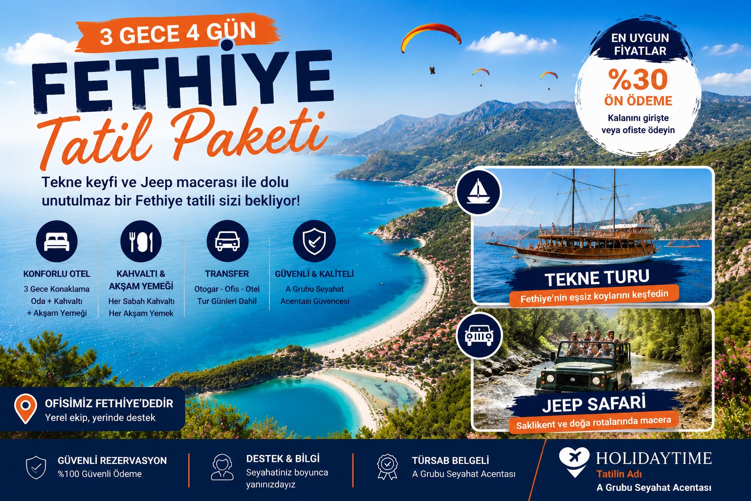 3 Gece 4 Gün Fethiye Tatil Paketi