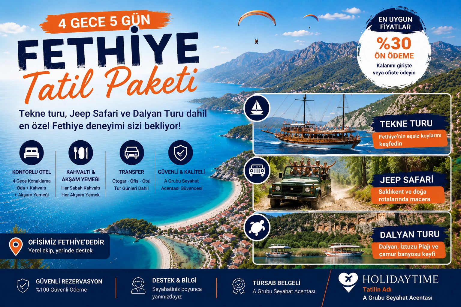 4 Gece 5 Gün Fethiye Tatil Paketi