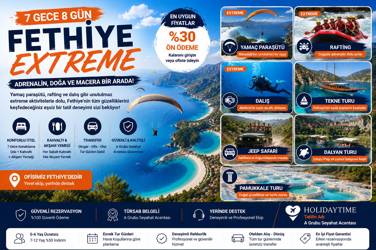 7 Gece 8 Gün Fethiye Extreme Adventure Paketi